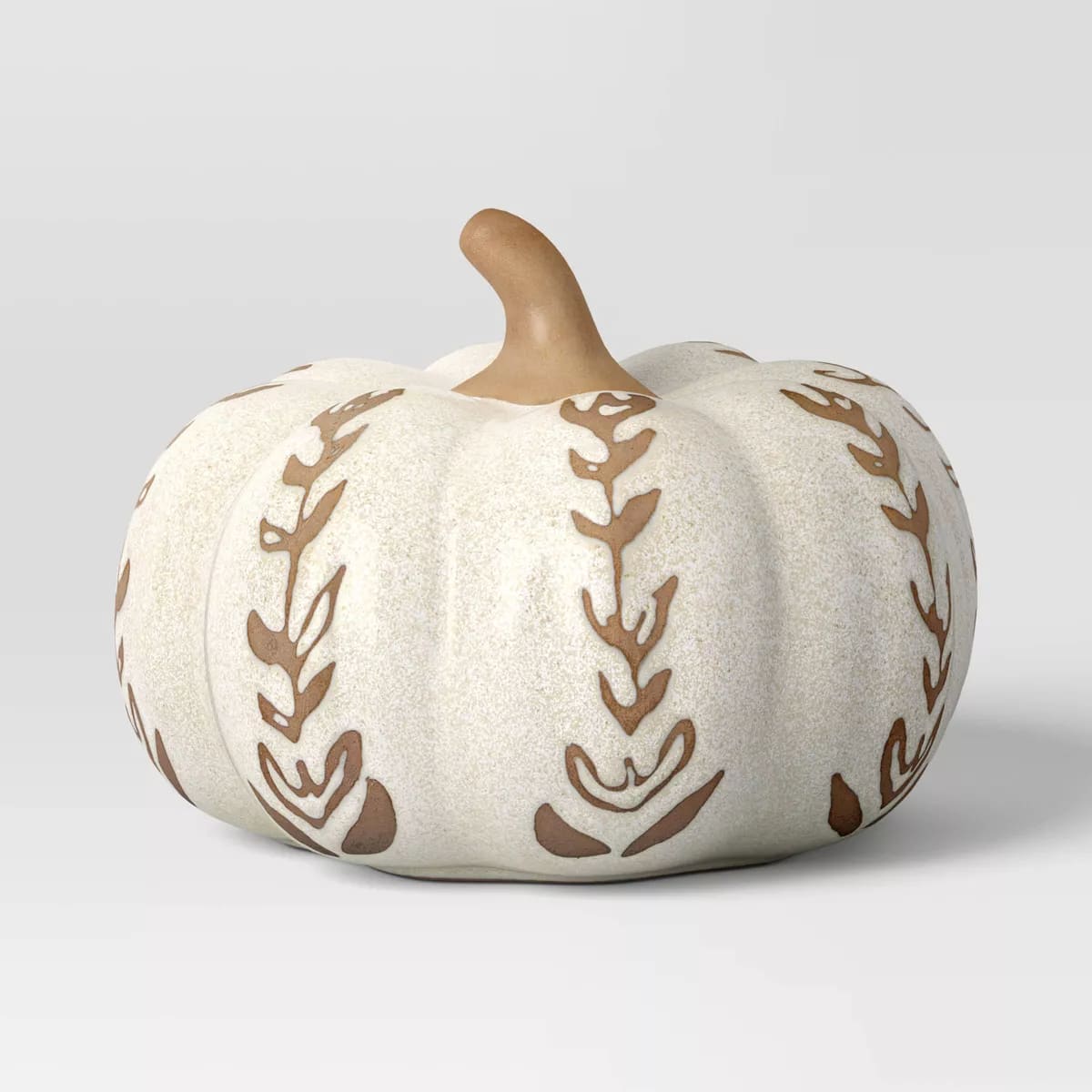 Medium Ceramic Pumpkin Figurine Patterned Cream - Threshold