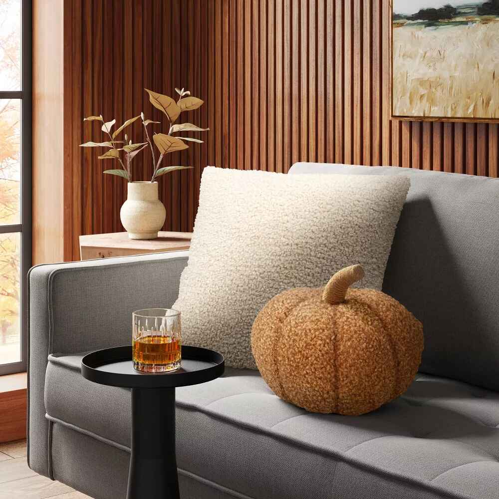 Teddy Boucle Shaped Pumpkin Throw Pillow