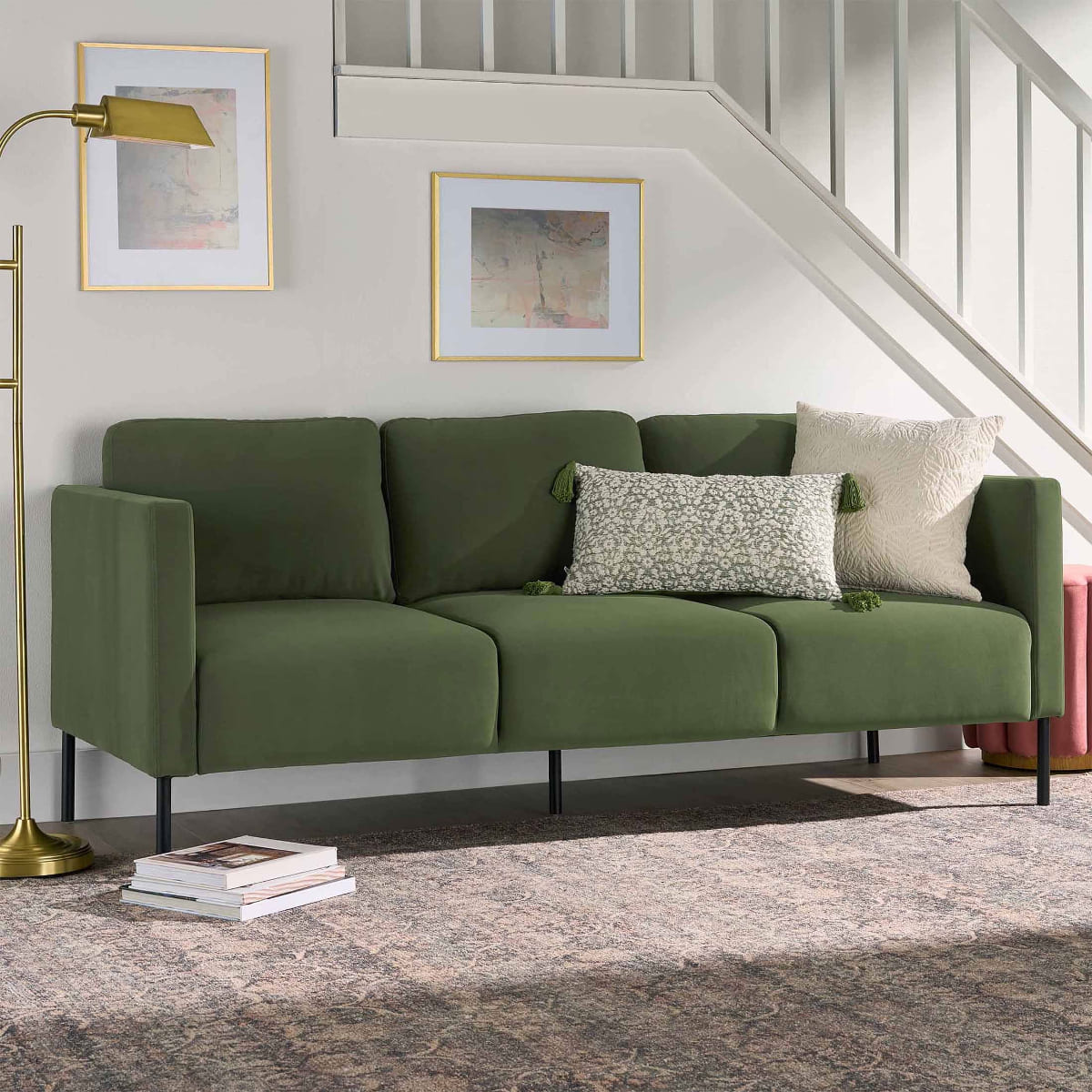 Better Homes & Gardens Wyatt Velvet Sofa, Blue Cove, Sea Turtle